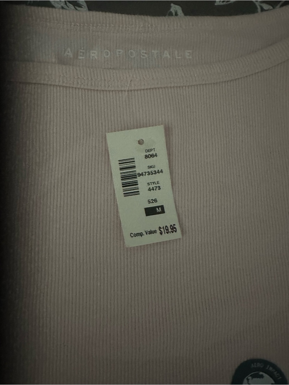 Aeropostale Women's Pale Pink Ribbed Short Sleeve Tee - Picture 2 of 2